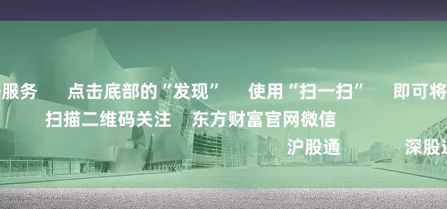 专业实盘策略服务 点击底部的“发现” 使用“扫一扫” 即可将网页分享至朋友圈 扫描二维码关注 东方财富官网微信 沪股通 深股通